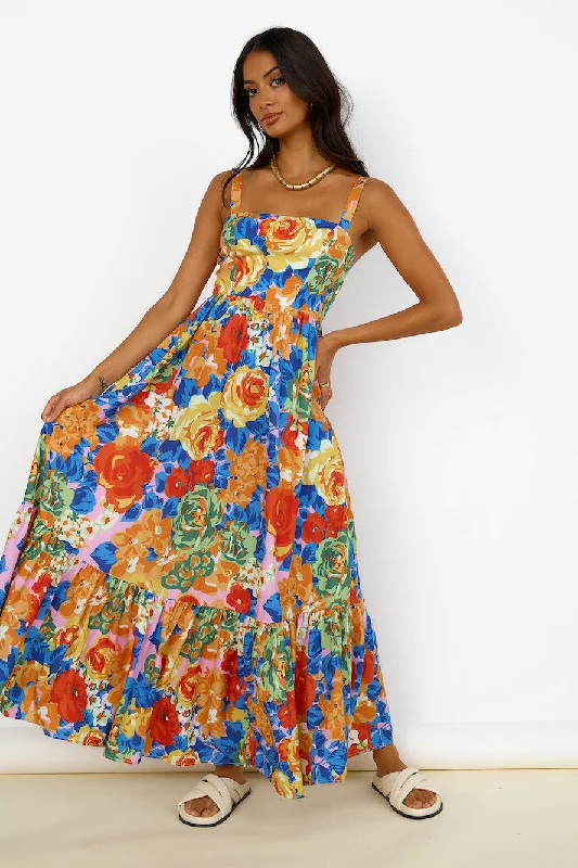 Pleated Women Dress with a Timeless and Elegant TextureSecrets Below Maxi Dress Multi