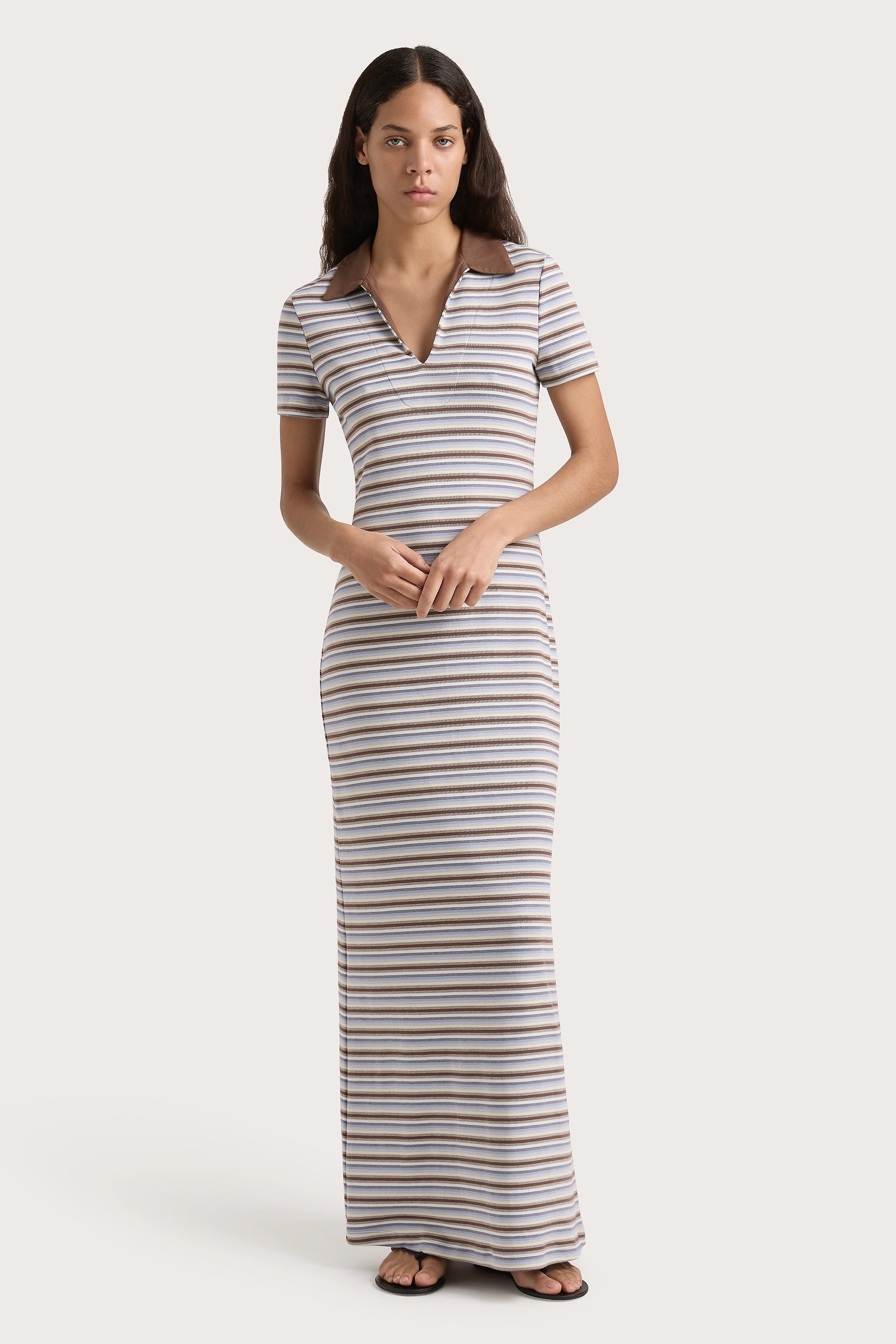 Plus Size Women Dress with a Flattering A - Line Cut for Comfort and StyleTiesse Maxi Dress Blue Stripe