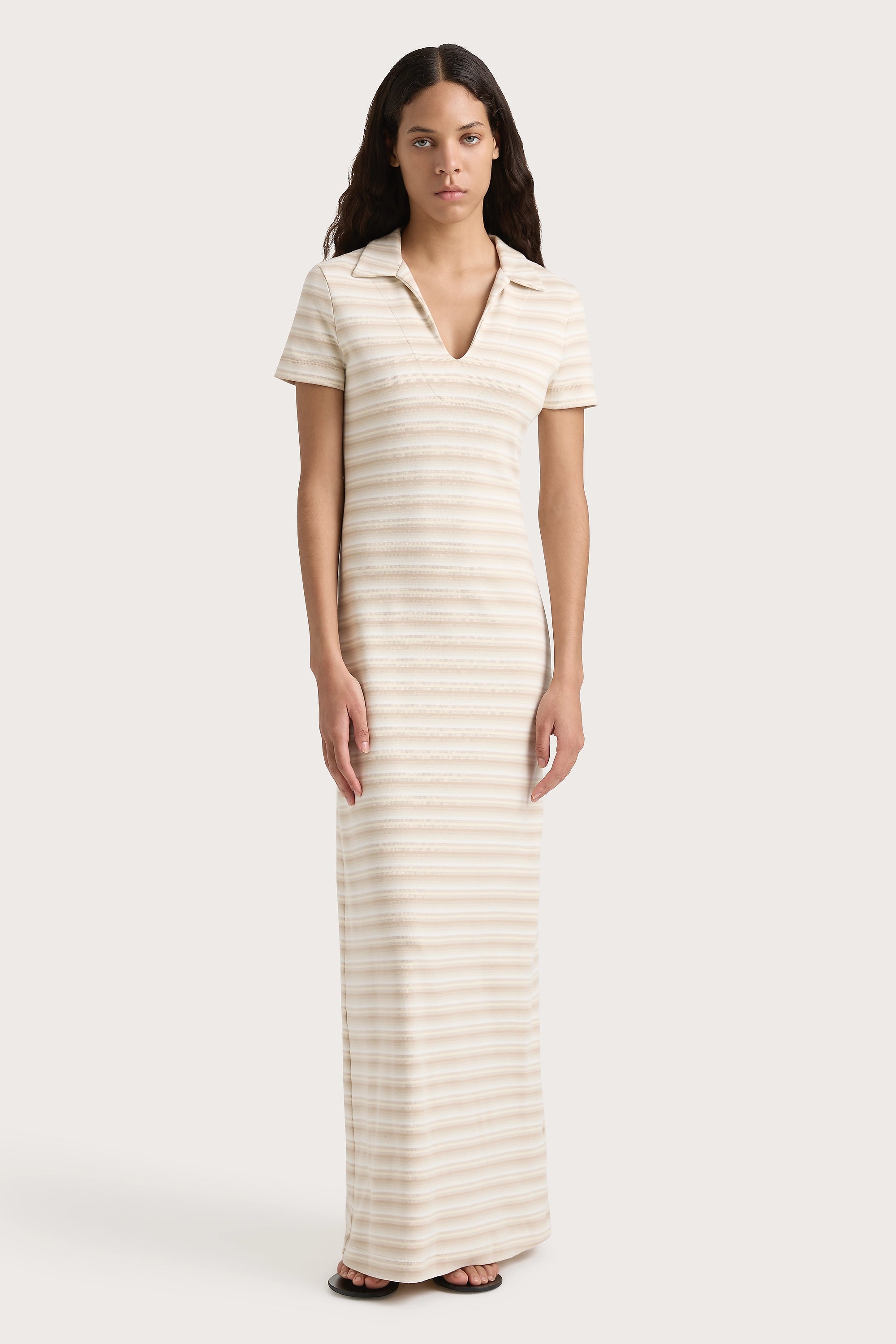 Halter Neck Women Dress to Show Off the Shoulders and NecklineTiesse Maxi Dress Cream Stripe