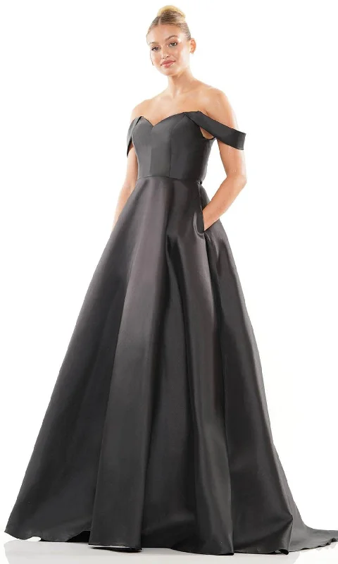 Strapless Women Dress with a Built - in Bra for Comfort and SupportColors Dress 3182 - Off Shoulder Mikado Prom Dress