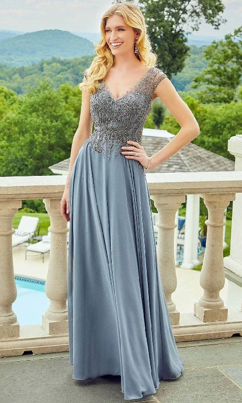 Ball Gown Women Dress with a Full Skirt for a Princess - like LookMori Lee 72521 - Chiffon Fitted V-Neck Long Dress