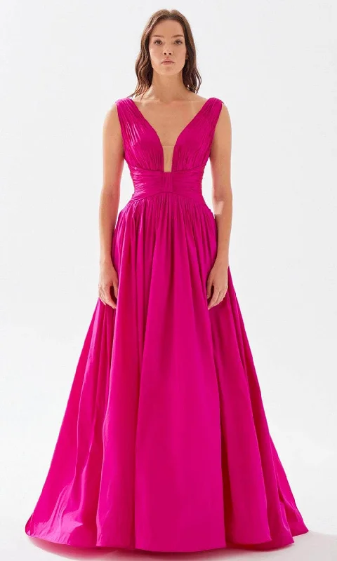 Ruffled Women Dress with Multiple Layers for a Playful and Girly StyleTarik Ediz 52062 - Ruched Provocative Taffeta Gown