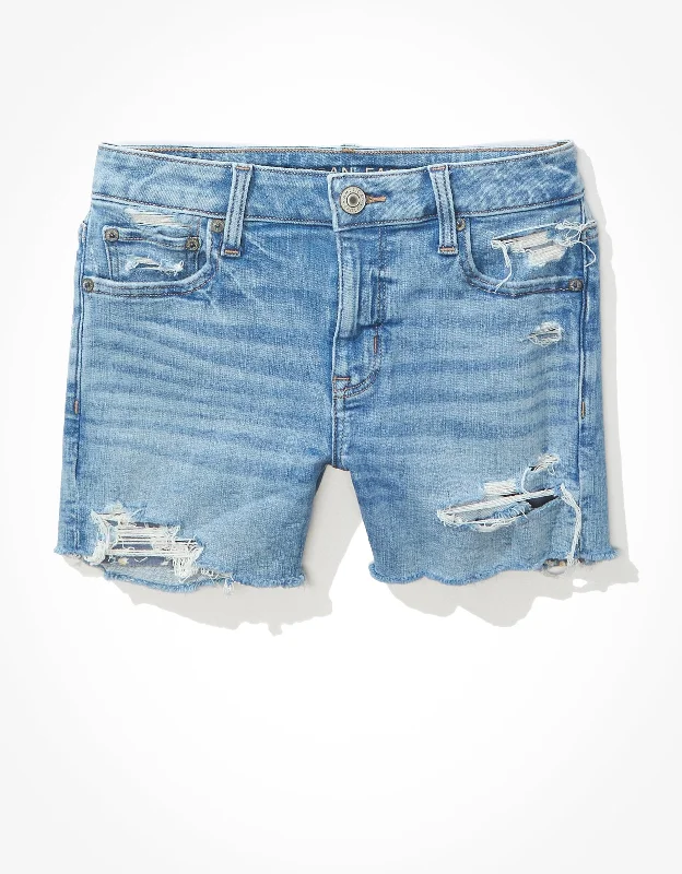 Elastic Waist Women Shorts for Easy Wear and ComfortAE Ne(x)t Level Low-Rise Denim Midi Short