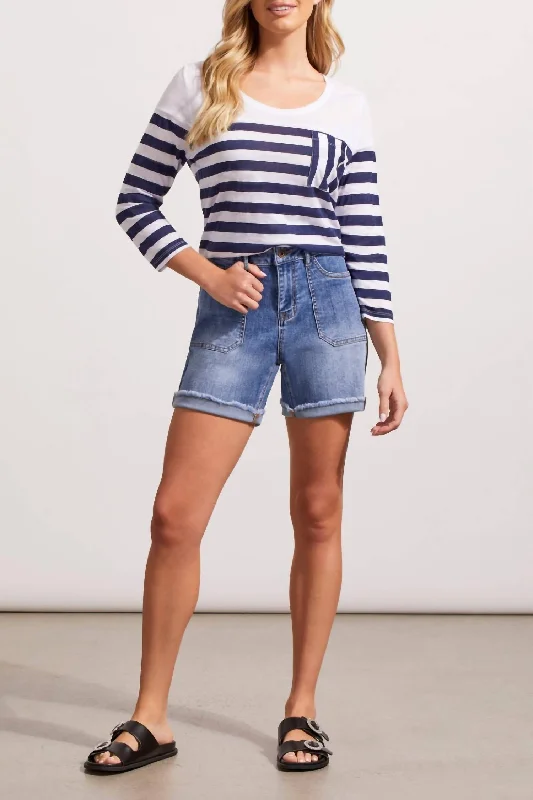 Elastic Waist Women Shorts for Easy Wear and ComfortAudrey Shorts W/ Patch Pocket In Dk Vintage