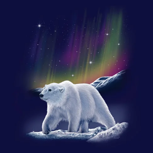 Pocketed Women T Shirt for Added FunctionalityAdult Aurora Polar Bear T-Shirt