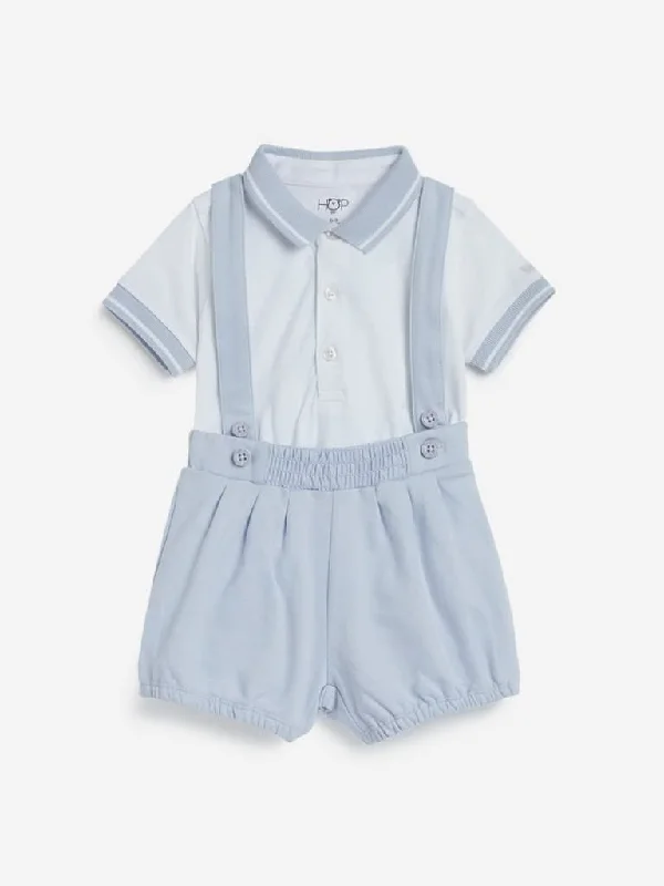 Embroidered Women Shorts with Intricate DesignsBaby HOP Light Blue T-Shirt And Shorts Set
