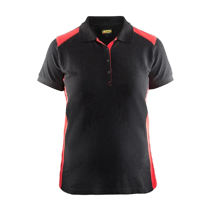 Embroidered Women T Shirt with Intricate DetailsBlaklader 3390 Women's Polo Shirt Black/Red