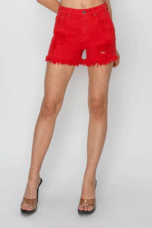 Cuffed Women Shorts for a Laid - Back and Trendy LookBy All Means High Rise Shorts In Fiesta