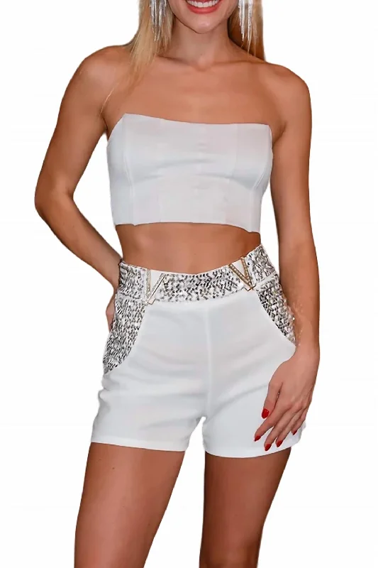 Patterned Geometric Women Shorts for a Modern AppealDazzling Dixie Shorts In White