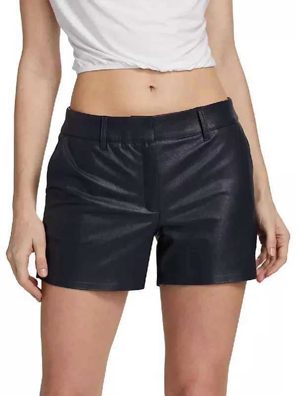 Denim Women Shorts with Distressed Details for a Casual VibeFaux Leather Tailored Shorts In Black