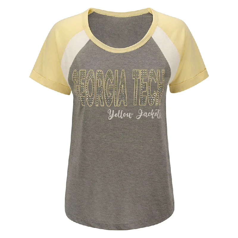 V - Neck Women T Shirt to Enhance the NecklineLadies Georgia Tech Yellow Jackets Funny Valentine Short Sleeve