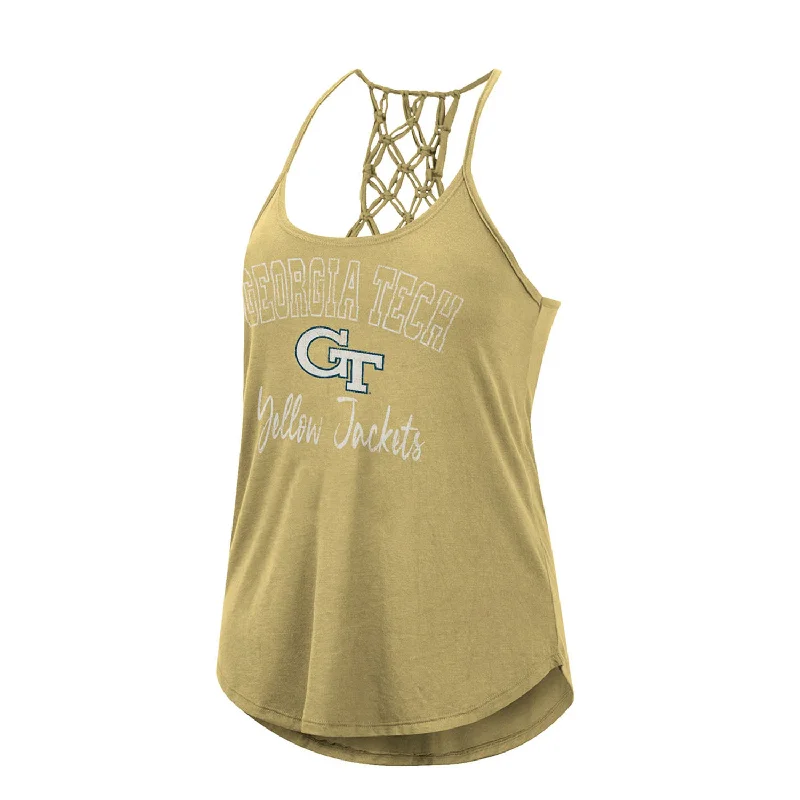 Pocketed Women T Shirt for Added FunctionalityLadies Georgia Tech Yellow Jackets Natasha Tank