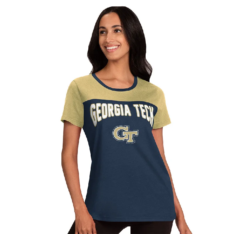 Sheer Women T Shirt for a Stylish and Alluring LookLadies Georgia Tech Yellow Jackets Box Score Navy T-Shirt