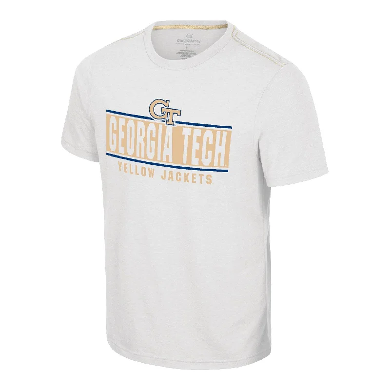 Distressed Women T Shirt with a Laid - Back AestheticGeorgia Tech Yellow Jackets No Problemo White T-Shirt