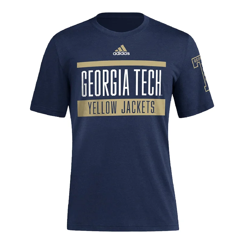 Pocketed Women T Shirt for Added FunctionalityGeorgia Tech Yellow Jackets Adidas Favorite Bar Navy T-Shirt