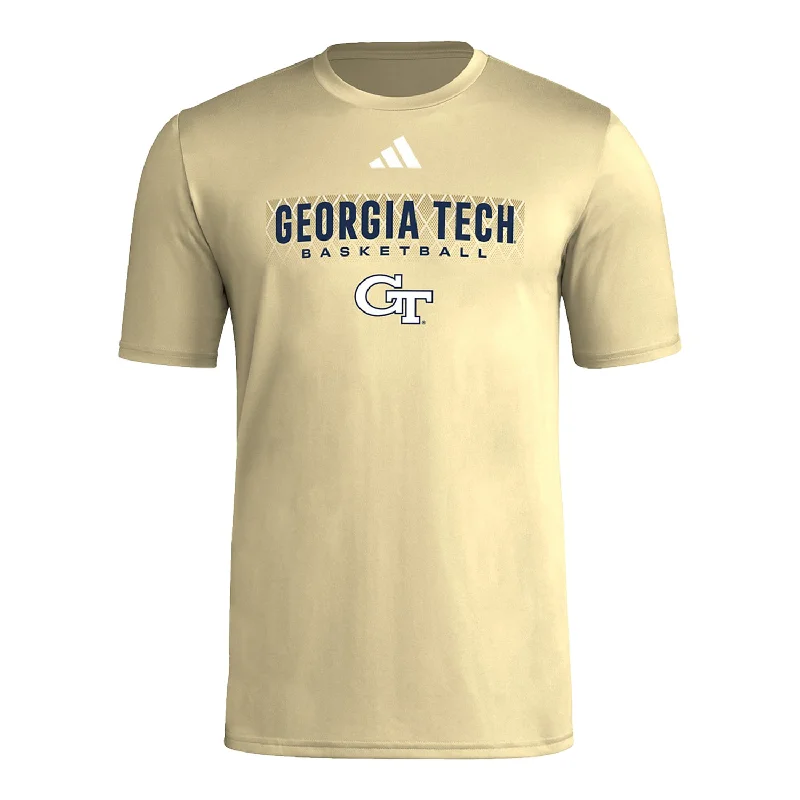 Pocketed Women T Shirt for Added FunctionalityGeorgia Tech Yellow Jackets Adidas Basketball Gold T-Shirt