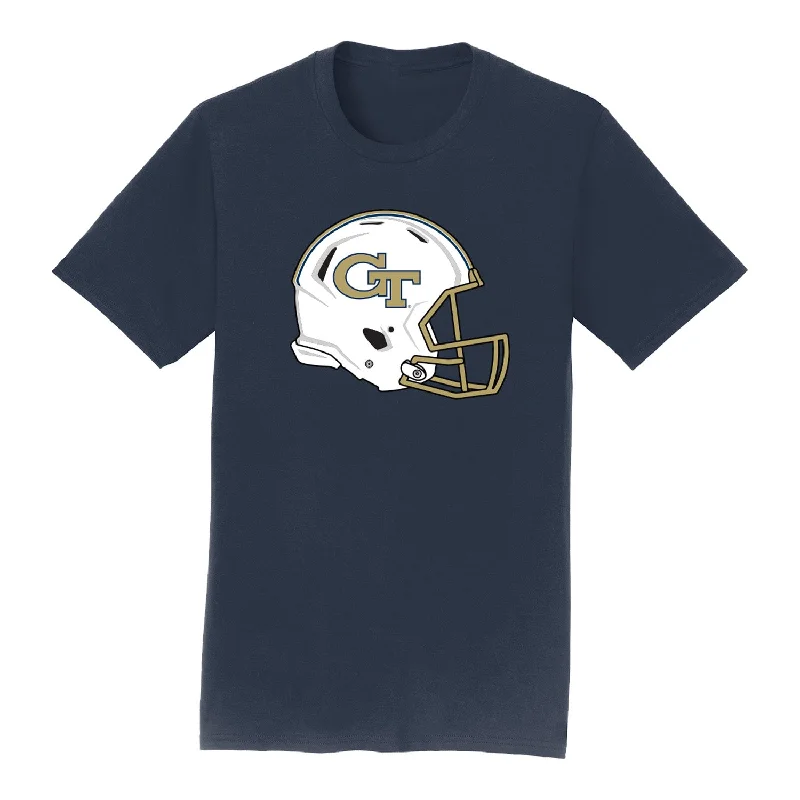 Crew Neck Women T Shirt with a Timeless DesignGeorgia Tech Yellow Jackets Football Helmet Navy T-Shirt