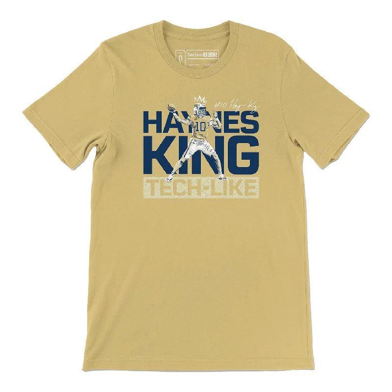 Ringer T Shirt Women with Retro - Inspired StripesGeorgia Tech Yellow Jackets Section 103 Student Athlete #10 Haynes King Tech Like T-Shirt