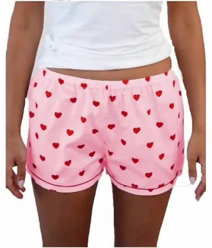 Printed Floral Women Shorts for a Summer - Ready StyleHeart Sleep Short In Pink/red