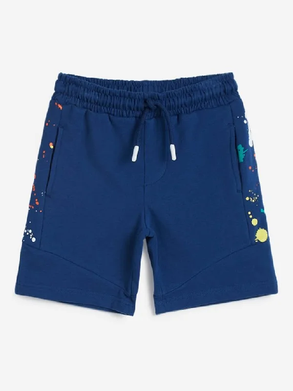 Printed Animal Print Women Shorts for a Wild and Stylish AppearanceHOP Kids Blue Splatter Design Shorts