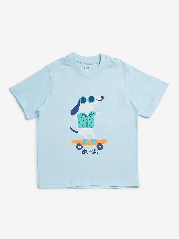 Cargo Women Shorts with Multiple Pockets for FunctionalityHOP Kids Light Blue Animal Design T-Shirt