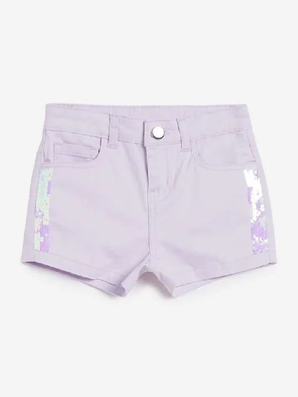 High - Waisted Women Shorts for a Retro and Flattering LookHOP Kids Lilac Sequinned Shorts