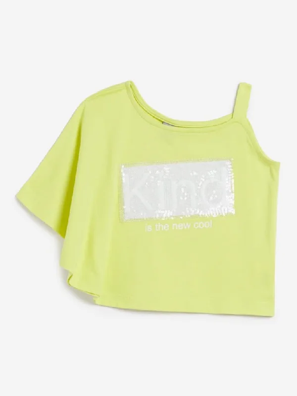 Plus Size Women Shorts with a Comfortable and Stylish FitHOP Kids Lime Sequinned Sheryl Top