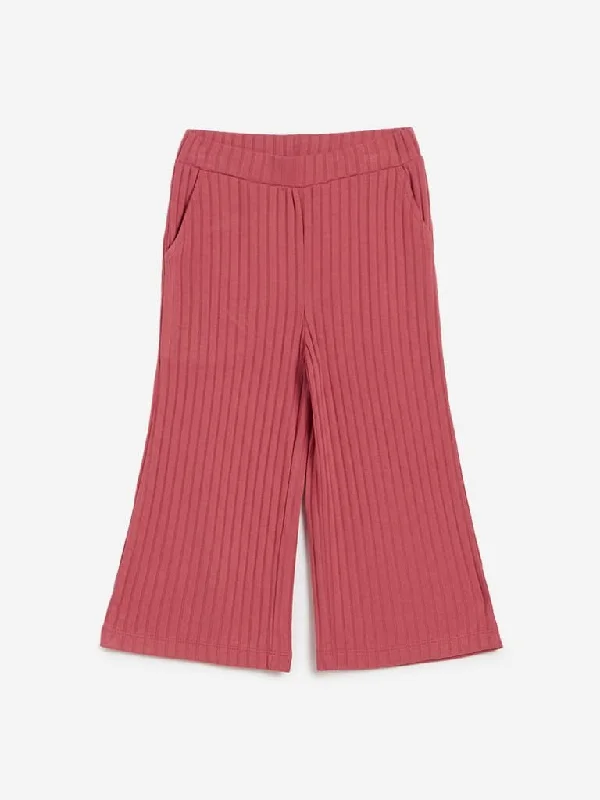 Denim Women Shorts with Distressed Details for a Casual VibeHOP Kids Persian-Rose Ribbed Wide-Leg Palazzos