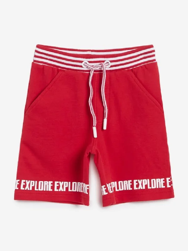 Solid Color Women Shorts in Bright Hues for a Bold StatementHOP Kids Red Printed Cotton Shorts