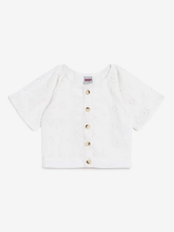 Patterned Geometric Women Shorts for a Modern AppealHOP Kids White Broderie Anglaise Top