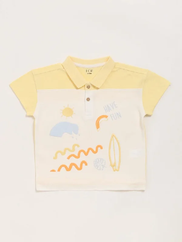 Embroidered Women Shorts with Intricate DesignsHOP Kids Yellow Contrast Collared T-Shirt