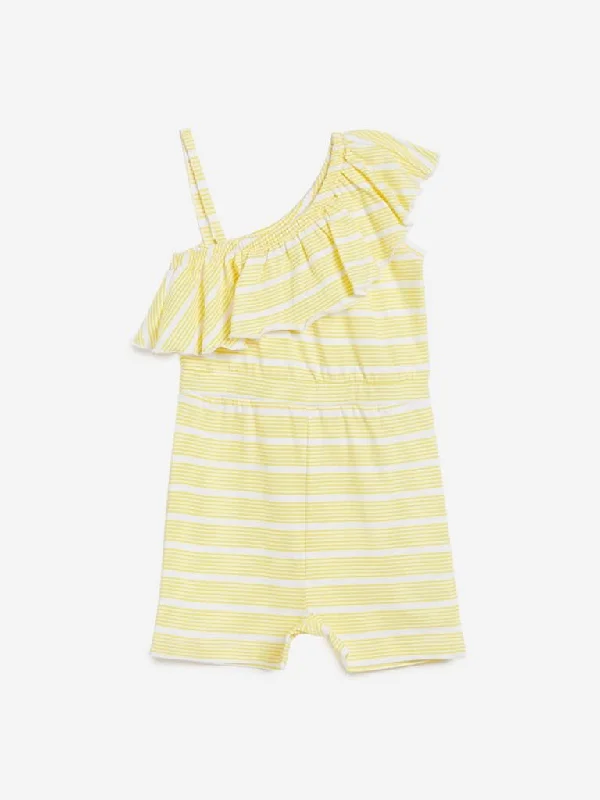Ruffled Hem Women Shorts to Add a Feminine TouchHOP Kids Yellow Striped Sangria Jumpsuit
