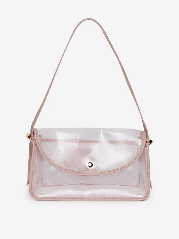 Linen Women Shorts for Breathable Comfort in Hot WeatherLOV Light Pink Mesh-Detailed Shoulder Bag