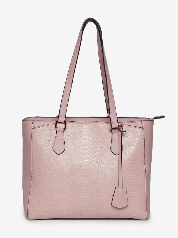 Denim Women Shorts with Distressed Details for a Casual VibeLOV Pink Crocodile Design Barbara Tote Bag