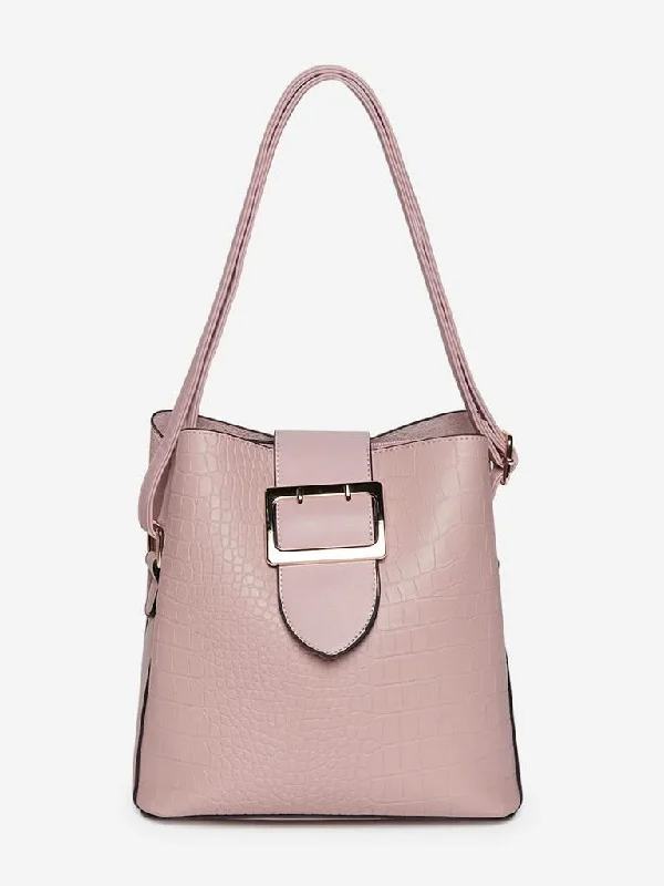 Printed Floral Women Shorts for a Summer - Ready StyleLOV Pink Crocodile-Textured Margaret Tote Bag