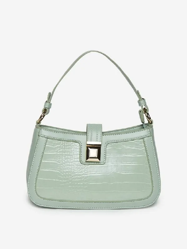 High - Waisted Women Shorts for a Retro and Flattering LookLOV Sage Green Croc-Textured Kally Shoulder Bag