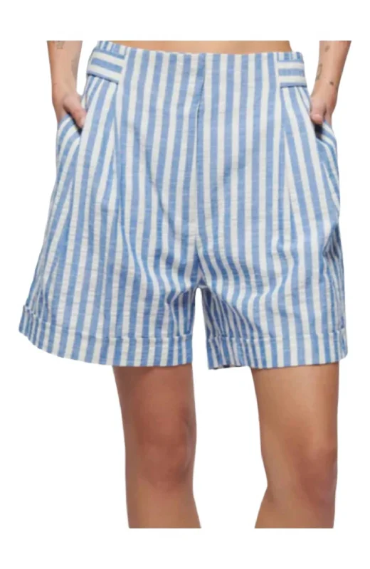 High - Waisted Women Shorts for a Retro and Flattering LookMaja Short In Parisian Blue Stripe