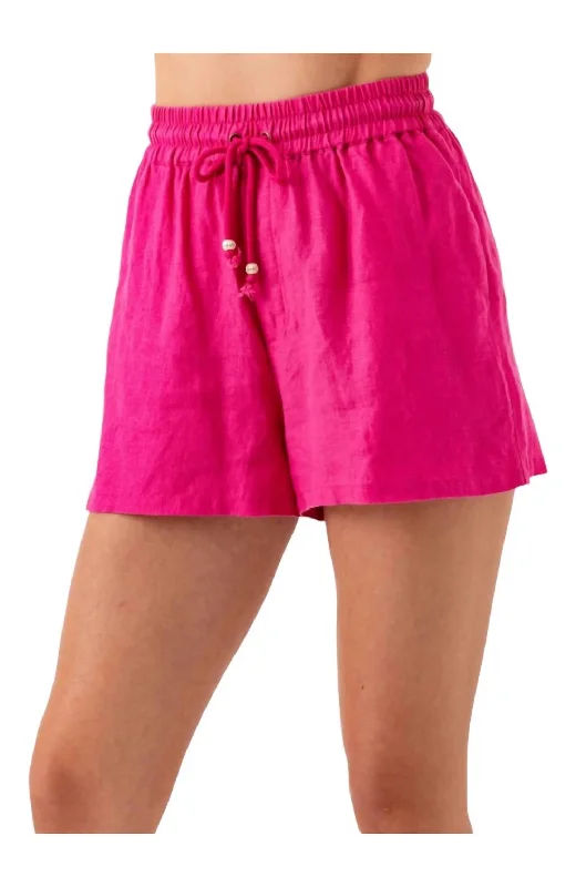Linen Women Shorts for Breathable Comfort in Hot WeatherPenny Short In Hot Pink
