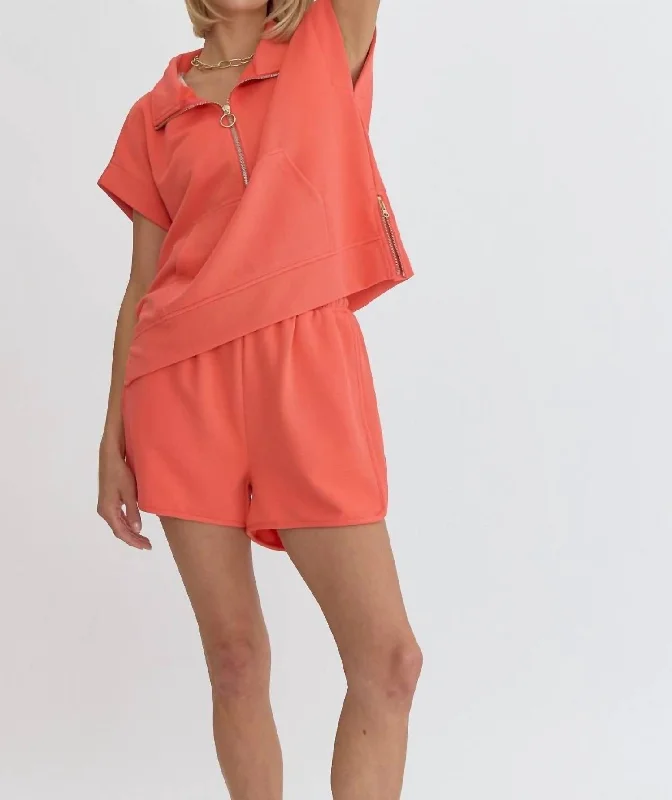 Ruffled Hem Women Shorts to Add a Feminine TouchPutting Sugar On Me Ribbed Shorts In Orange Red