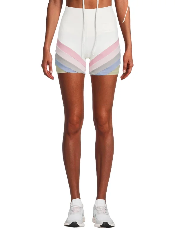 Solid Color Women Shorts in Bright Hues for a Bold StatementRainbow Bike Short In Pastel