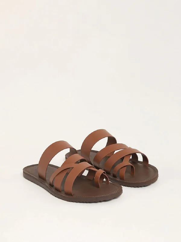 Leather Look Women Shorts for an Edgy and Chic StyleSOLEPLAY Brown Strappy Leather Sandals