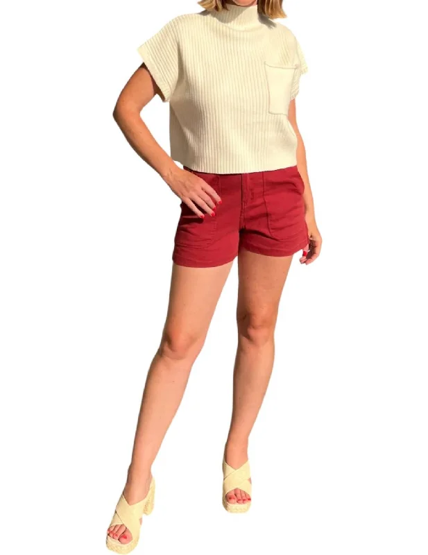 Twill Women Shorts with a Smooth Texture and DurabilitySunburst High Waist Pocket Shorts In Rust