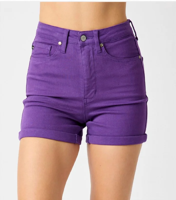 Jeanette Women Shorts with a Soft and Comfortable FeelTummy Control Shorts In Purple
