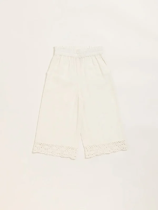 High - Waisted Women Shorts for a Retro and Flattering LookUtsa Kids Off-White Lace Trim Palazzos (2 - 8yrs)