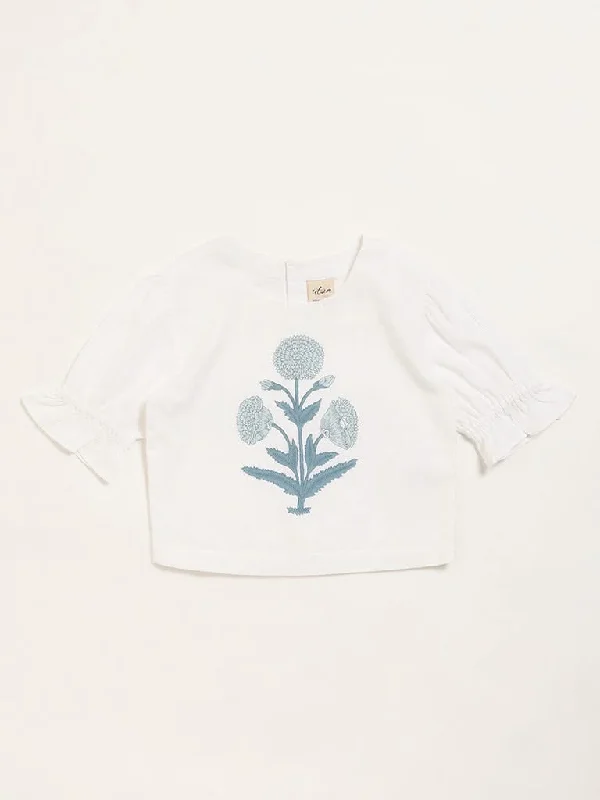 High - Waisted Women Shorts for a Retro and Flattering LookUtsa Kids White Floral Printed Top (8 -14yrs)