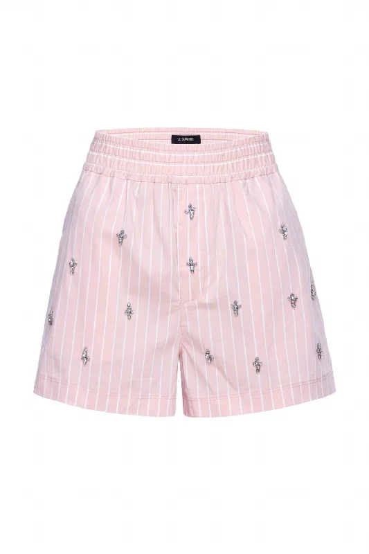 Patterned Geometric Women Shorts for a Modern AppealWomen's Everlasting Boxer Short In Jeweled Pink Stripe