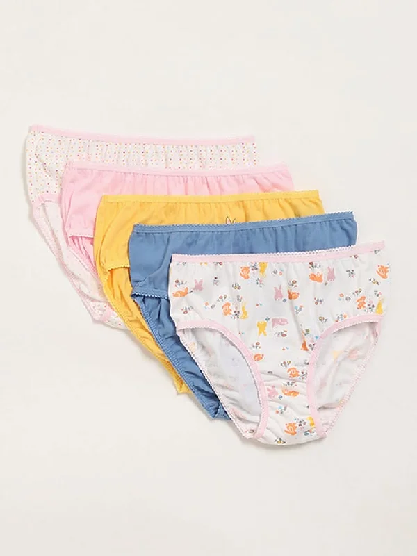 Tie - Waist Women Shorts for a Customizable FitY&F Kids Multicolor Printed Briefs - Pack of 5